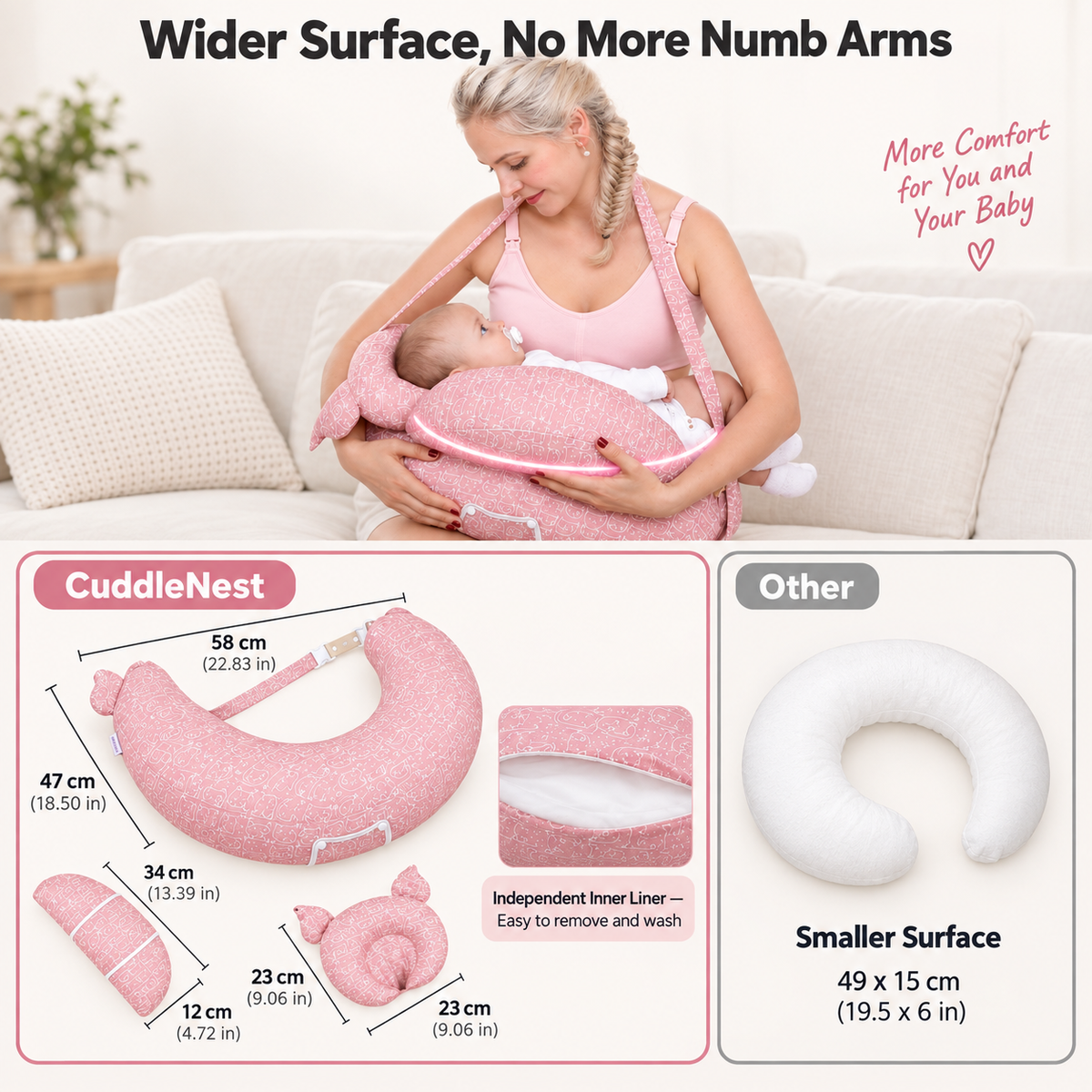 CuddleNest® Ergonomic Nursing Pillow for Calm Feeds
